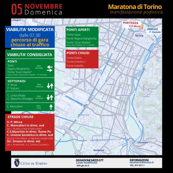 Mappa della Viabilit� Maratona del 5 Novembre 2023