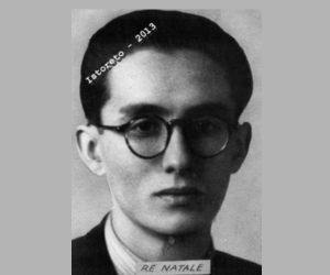 Fotografia in bianco e nero del volto di Natale Re.