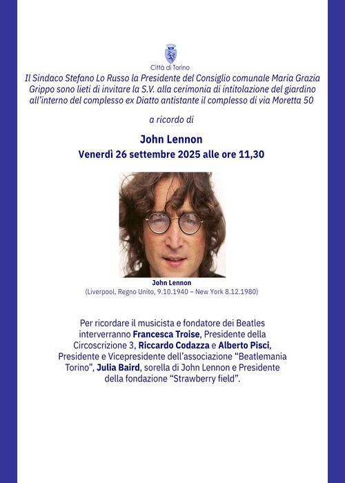 Cerimonia di intitolazione giardino John Lennon