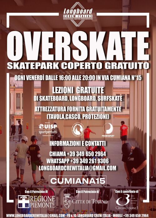 Overskate - skatepark coperto gratuito locandina