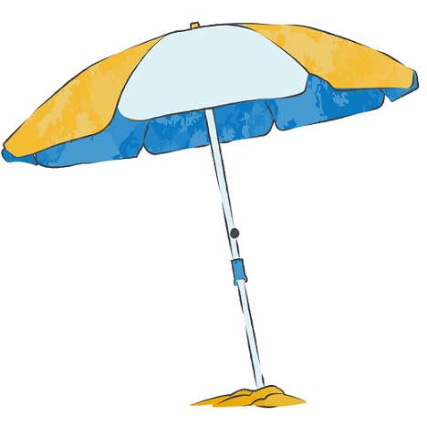 Disegno di un ombrellone in spiaggia