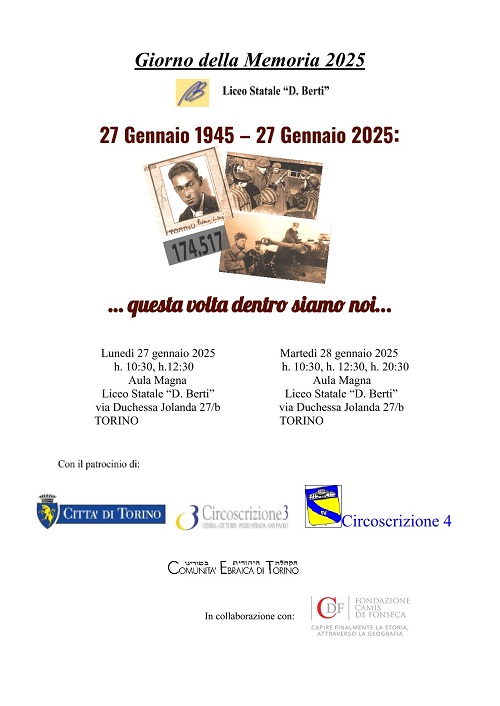 locandina Giorno della Memoria 2025 27 Gennaio 1945 -27 Gennaio 2025 ...questa volta dentro siamo noi..