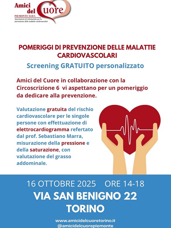 Pomeriggio di Prevenzione gratuita per la Salute del Cuore 