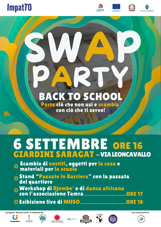 Swap party - back to school: giornata di scambio e socialit� per il quartiere